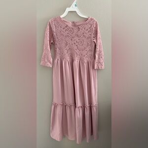 Pink Lace Long Sleeve Dress. Girls size S